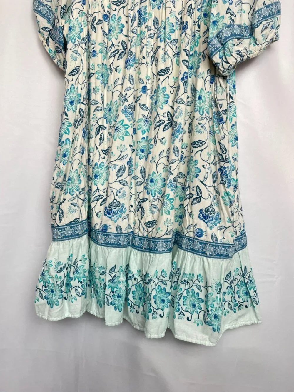 Floral Hawaiian Swing Cottagecore Peasant Grandmacore Cotton Pockets Dress XL - Picture 2 of 13